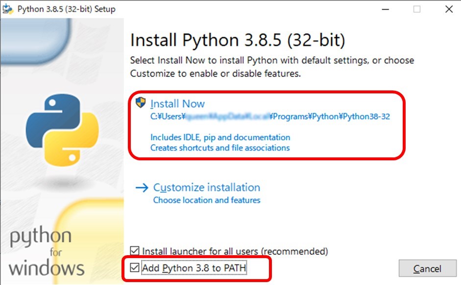 Pythonをインストール